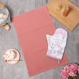 Набор кухонный Love: варежка 20?28 см, полотенце, 35?60 см, вафля