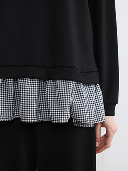 Bisiklet Yaka Ekose Kad?n Sweatshirt Tunik