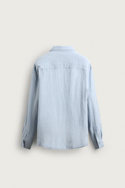 CAMISA RELAXED FIT 100% LINO PLIEGUES / Celeste
