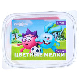 Мелки цветные, 6 цветов, 6 штук, «Смешарики»