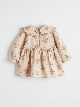 Bebe Yaka ?i?ekli K?z Bebek M?slin Elbise