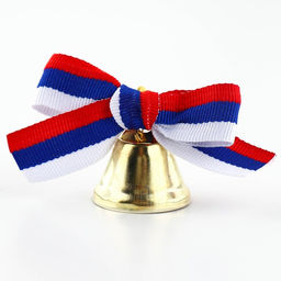 Цена за 5 шт. Колокольчик на булавке с бантом, триколор, d = 2,6 см