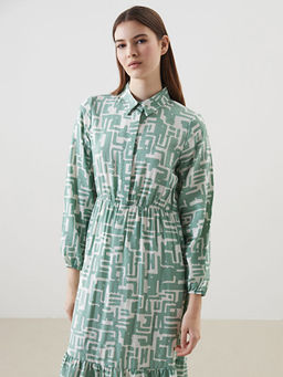 G?mlek Yaka Desenli Elbise