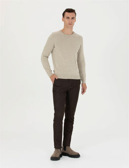 Kahverengi Slim Fit Kanvas Pantolon