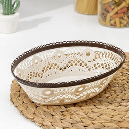 Цена за 3 шт. Корзинка для хлеба и фруктов Альтернатива «Кружево», пластик, 23×17×6.5 см, МИКС