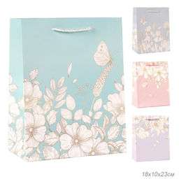 Цена за 12 шт. Пакет подарочный 18x23x10см Цветы / 5306M /уп 12/720/