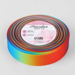 Лента репсовая «Радуга», 25 мм, 23±1 м, разноцветная