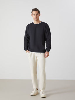 Bisiklet Yaka Uzun Kollu Erkek Sweatshirt
