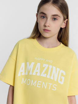 Комплект для девочек (футболка, шорты) желтый с печатью - Mark formelle фото 4