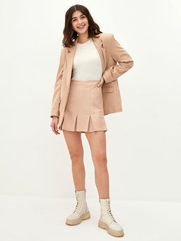 Beli Fermuarl? D?z Pileli Kad?n Etek