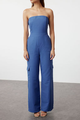 TRENDYOLMILLA Camel Kargo Cepli Straplez Yaka Maxi Dokuma Tulum TWOSS23TU00192  фото 10