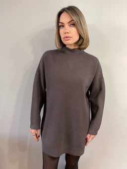K13076 Платье-туника (вязаный трикотаж) ГРАФИТ