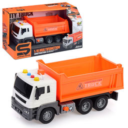 Машина "Самосвал" 1:16 (свет, звук) в коробке (цвет оранжевый)