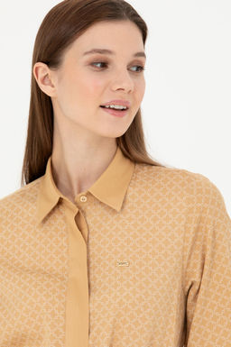 Женское тканое платье песочного цвета - U.s. polo assn фото 9