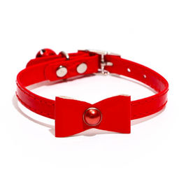 Ошейник Сияние с бусиной и бубенчиком, 29 х 1 см, ОШ 21-26, красный