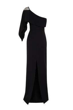 Siyah Vucuda Oturan Tas Aksesuarl? Tek Kol Dokuma Uzun Abiye Elbise TPRSS24AE00132 - Trendyolmilla фото 8