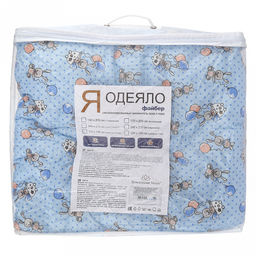 Одеяло детское Зайчишки голубой 110х140см, теплое, наполнитель 300г/м2 - файбер высшего сорта, чехол бязь Комфорт 121г/м2 (хлопок 100%), стеганое, упаковка Компакт пакет ПВХ, еврослот, д25х55см/1кг, Домашняя мода (Россия)  фото 9