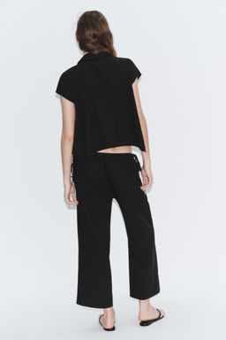 PANTAL?N TOBILLERO FLUIDO LAZADAS / Negro - Zara фото 4