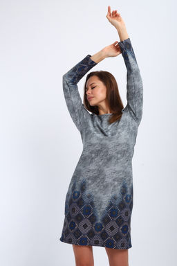 Ночная сорочка из интерлока длинный рукав купон Соня серо-голубой