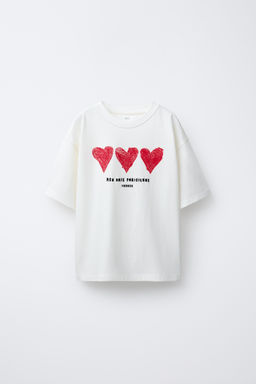 HEART T-SHIRT WITH EMBROIDERED TEXT