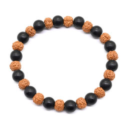 Браслет из натуральной рудракши с шунгитом, 18см Радуга камня