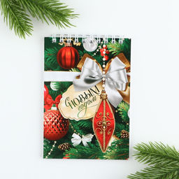 Цена за 10 шт. Блокнот, А6, 40 листов, мягкая обложка, на гребне С новым годом