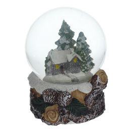 Фигурка декор в стекл шаре "Домик" (подсвет, LR44x2 н/п), D 6 см, L7 W7,5 H8 см, 2в.