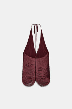 HALTER TOP WITH FRINGING - Zara фото 6