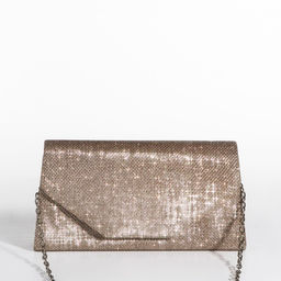 Сумка-клатч женская вечерняя на магните, на длинной цепочке, мерцающая, золотистая