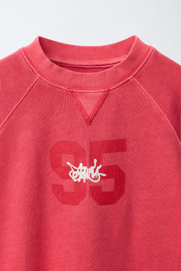 CAMISETA FELPA N?MERO Y GRAFFITI / Rojo fuerte - Zara фото 3