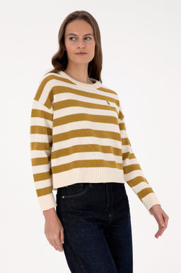 Kad_n Krem _izgili Bisiklet Yaka Kazak - U.s. polo assn фото 3