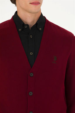 U. S. Polo Assn Мужской бордовый базовый трикотажный кардиган - U.s. polo assn фото 14