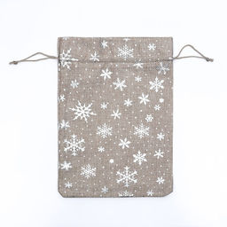Цена за 5 шт. Мешочек подарочный из холщи Снежинки, 20 х 28 см - UPAK LAND фото 2
