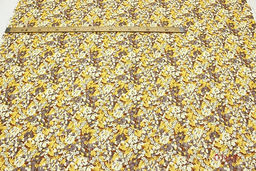 Мерный лоскут (ткань в отрезах) - Штапель Цветочные узоры цв.горчичный, ш.1.44м, вискоза-100% - Купава фото 3