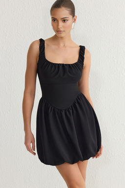 TRENDYOLMILLA Siyah A-Kesim Dokuma K?sa S?k Elbise TPRSS25EL00067  фото 6