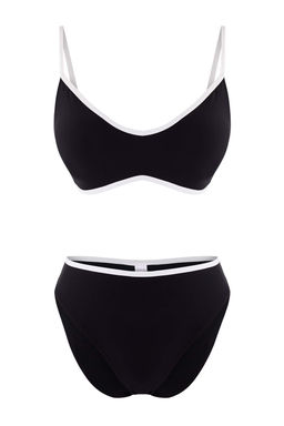 Siyah Biyeli Bralette Yuksek Bel Bikini Tak?m? TBESS26BT00001