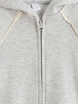 Kap??onlu K?z ?ocuk Fermuarl? Sweatshirt