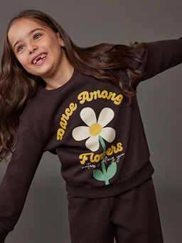 Bisiklet Yaka K?z ?ocuk Sweatshirt ve E?ofman Alt?