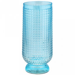 Ваза для цветов стеклянная "Маркуль-1" 3л, д14см, h31см, большая, текстурная, "Скандик", бирюзовый (Россия)