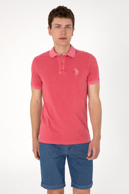 Erkek Slim Fit Polo Yaka Pembe Basic Ti__rt Sepette S_rpriz _ndirim