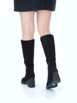 02-FN935-2M BLACK Сапоги зимние женские (натуральная замша, байка, натуральный мех)