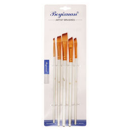 Набор кистей синтетика, 5 штук (№1/8.3/8.5/8.1/2.1/4), плоские, скошенные, в блистере (международный размер)