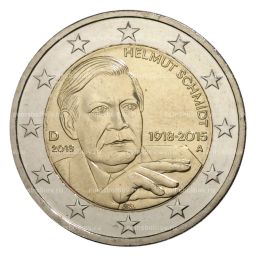 2 евро 2018 года А Германия 100 лет со дня рождения Гельмута Шмидта