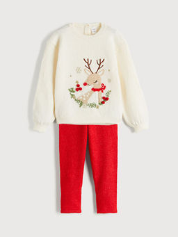 Y?lba?? Temal? K?z ?ocuk Triko Kazak ve Tayt