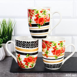 Кружка 400 мл Цветы / K5035 /уп 72/ микс 4