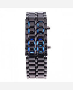 LED часы-браслет Самурай. Черный браслет, синие диоды. 903362 - Yiwu youda import & export co фото 4