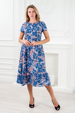 Платье женское из кулирки Кармелита огурцы на индиго - Амадэль фото 3
