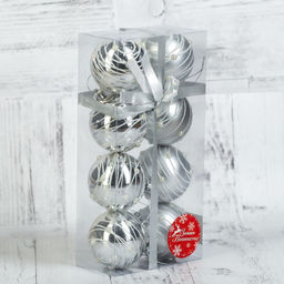 Ёлочные игрушки Жемчужный орион, шары новогодние, d=6 см, набор 8 шт., серебро - Зимнее волшебство фото 2