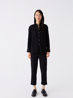 D?z Uzun Kollu Oversize M?slin Kad?n G?mlek