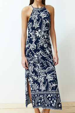 TRENDYOLMILLA Lacivert Cicekli Duz Kesim Viskon Maxi Dokuma Elbise TWOSS24EL00524  фото 5